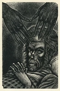 Edgar Allan Poe THE CASE OF VALDEMAR illustration art by Fritz Eichenberg - Picture 1 of 4