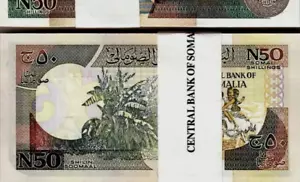 Somalia 50 SHILIN P-R2 1991 x 100 Pc Lot BUNDLE Emergency UNC Somalian Pack NOTE - Picture 1 of 6