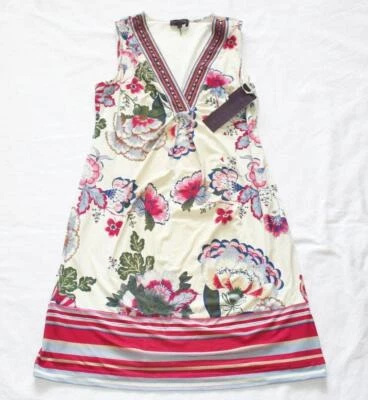 $220 New HALE BOB Floral V-Neck Sleeveless Dress Women's SMALL S Nylon Beaded - Image 1 of 4