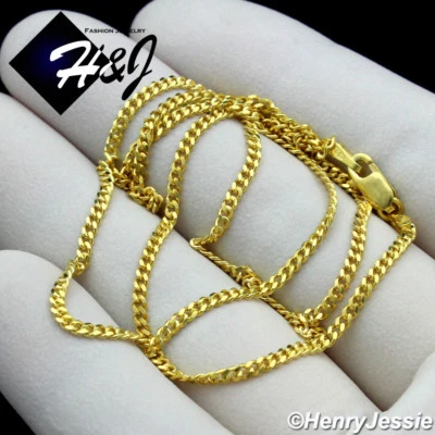 COLLAR CADENA CUBANA MIAMI CHAPADO EN ORO DE 2 MM PLATA ESTERLINA 925 16"-24"*GN14 Foto 1 de 4