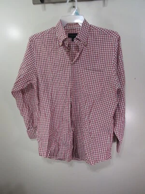 Camisa masculina Scott Barber tamanho G vermelha cinza branca manga longa botões bolso - Imagem 1 de 3