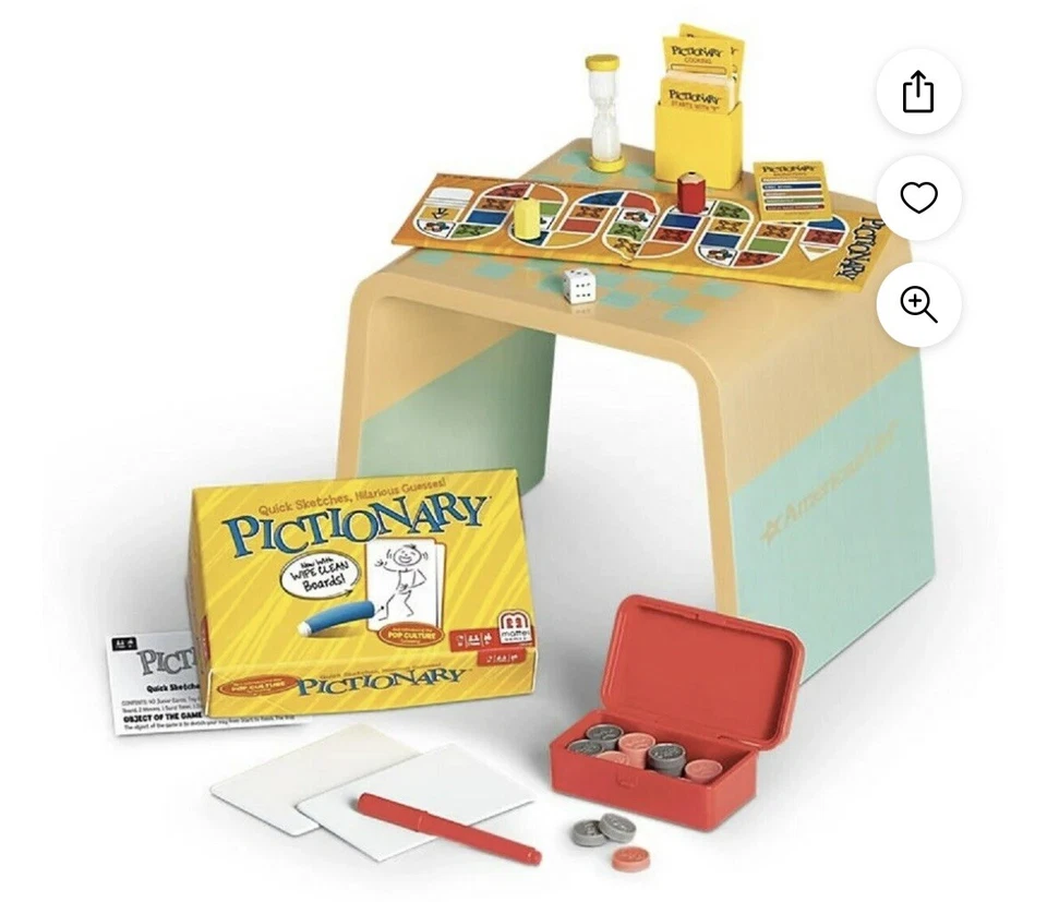 American Girl Truly Me Game Night Set for 18in Doll Pictionary Checkers