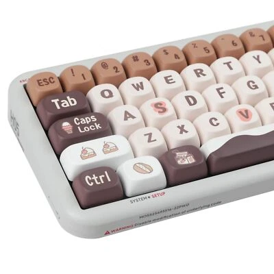 Coffee Keycaps MOA Profile Keycap Cute Keycaps 136 Keys PBT DYE-SYB Keycap Se... - Image 1 of 4