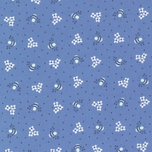 Sunwashed Cotton Fabric 1 Yd Corey Yoder Blue Bees - Picture 1 of 1