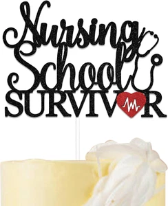 Nursing School Survivor Cake Topper 2025 Nurse Graduation Cake Decorations Congr - Picture 1 of 12