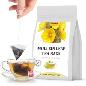 Mullein Tea 50 Bags for Lungs Cleanse and Respiratory Support No Flavoring - Picture 1 of 6
