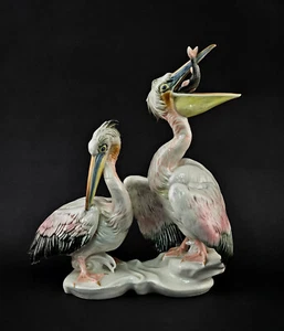 A-9440077-D Ens Porcelain Figure Pelican Pair Blue Mill 28X32Cm - Picture 1 of 5
