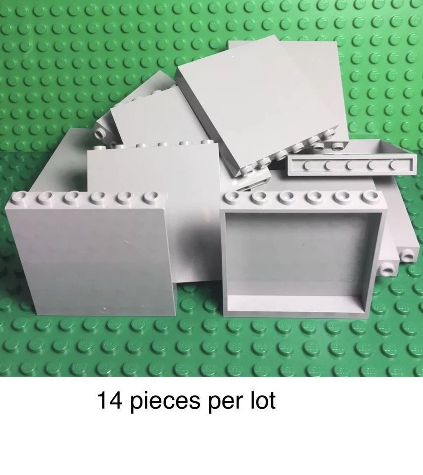 Lego 14 Pieces Light Bluish Gray 1x6x5 Panel / Medium Stone Gray City Wall Parts - Image 1 of 1
