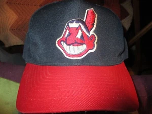 Older Blue +Red Bill CLEVELAND INDIANS Old Logo Snapback Hat OSFA AmericanNeedle - Picture 1 of 4