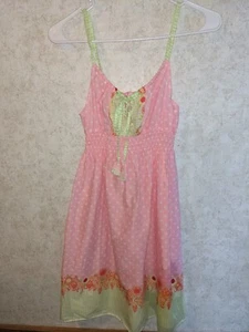 Lily Pulitzer Girls Dress Sundress Size Sm Pink Polka Dotted Green Gingham - Picture 1 of 8