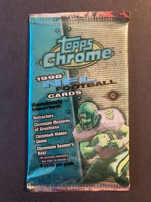 1998 Topps Chrome Football 4 Card Sealed Hobby Pack- Look For Refractors! (P) - Image 1 of 2