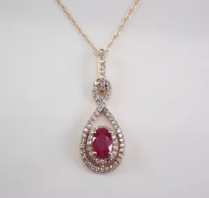 Ciondolo a goccia rubino rosso 2 carati taglio ovale da laboratorio creato argento placcato oro giallo 14K - Foto 1 di 7