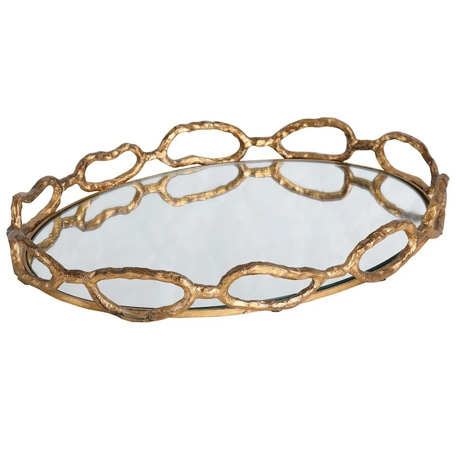 Uttermost Cable Chain Mirrored Tray, Gold Leaf - 17837 - Image 1 of 1