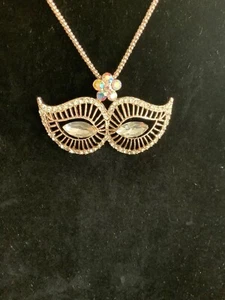 Betsey Johnson Silver Mask Pendant  - Picture 1 of 6