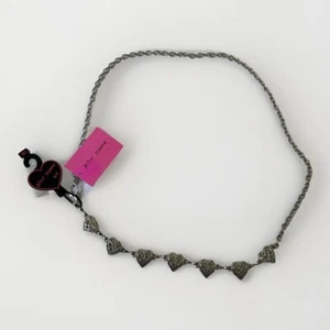 Betsey Johnson Women’s Silver Heart Metal Chain Link Belt Medium/ Large NEW - Picture 1 of 9