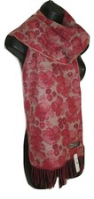Charming Charlie Scarf Floral Fringe Trim Pink Womens Wrap Shawl 11x66