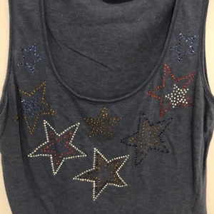 Love Moschino T-Shirt Rhinestone Stars Blue Sz 6 - Picture 1 of 6