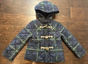 Girls/Boys Polo Ralph Lauren Blue/Green Quilted Tartan Hooded Jacket- Size 5 - Picture 1 of 18
