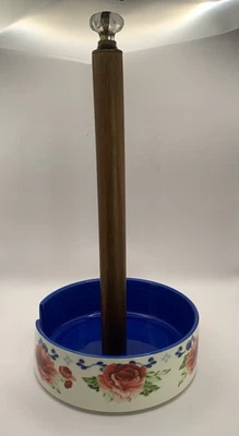 Toallero de papel The Pioneer Woman madera de acacia y gres. Heritage Floral Foto 1 de 4