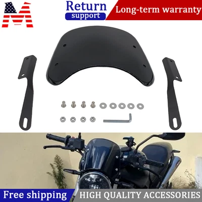 Universal 5"-7" Round Headlight Motorcycle BLACK Windshield For Honda New Foto 1 de 4