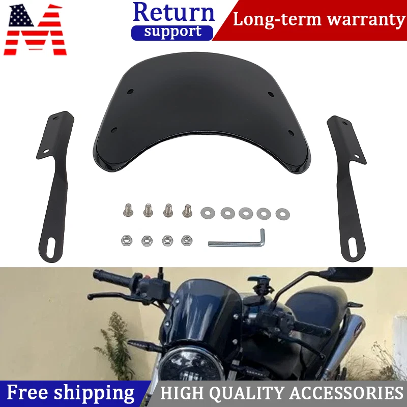 Universal 5"-7" Round Headlight Motorcycle BLACK Windshield For Honda New Foto 1 de 4