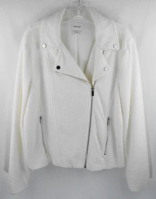 Nine West Womens XL White Zip Up Fashion Jacket Silver Button Accents - Image 1 of 4