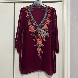 Johnny was bestickte Blumen Tunika Top Damen Bohemian Festival Bluse - Bild 1 von 6