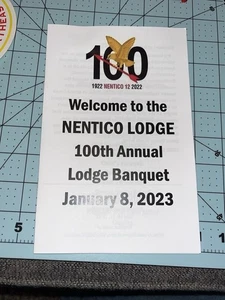 BALTIMORE AREA COUNCIL NENTICO LODGE 12  2022 BANQUET PAMPHLET 100 YEARS - Picture 1 of 1