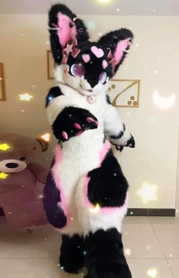 Long Fur Husky Dog Fox Mascot Costume Fursuit Halloween Suit Cosplay - Image 1 of 2
