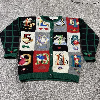 Cárdigan tejido a mano ojo de águila 12 días de Navidad suéter abotonado de colección vacaciones Foto 1 de 4