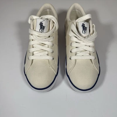 Polo Ralph Lauren Gillian Mujer’s 8.5B Tenis de Lona Crema Marfil Big Pony Foto 1 de 4