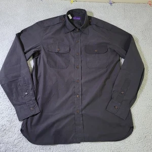 Ralph Lauren Purple Label Wildleder Popeline Hemd Herren XL schwarz Schulterklappen $ 495 Einzelhandel - Bild 1 von 7