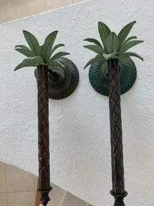 Two’s Company Mt. Vernon NY Set of Two Palm Tree 14” Candle Holder Sconces - Picture 1 of 14