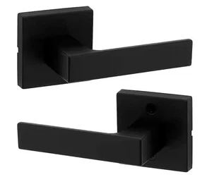 Kwikset Singapore Matte Black Hall/Closet Passage Non Locking Square Door Lever - Picture 1 of 1