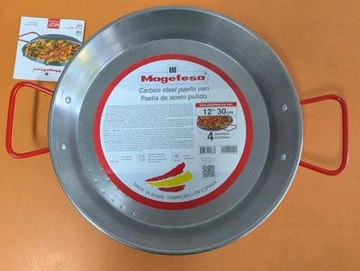 NEW Magefesa 12" (30cm) Carbon Steel Paella Pan 4 Servings Recipes Book included - Image 1 of 2