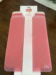 NWT PARIS HILTON Designer 4 pc Hot Pink Cutting Mats 13x9.5 No slide Grip Back - Picture 1 of 8