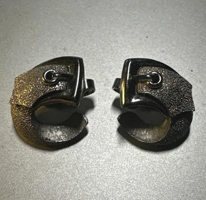 CROWN TRIFARI Cinturón Hebilla Clip-On Pendientes Plata Vintage - Imagen 1 de 5