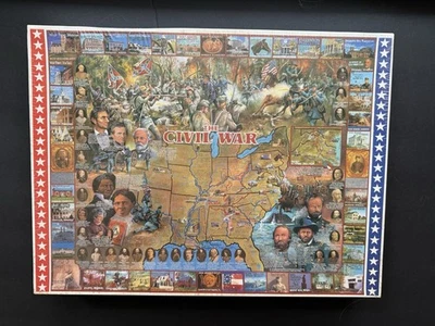 Vintage 1994 White Mountain The Civil War Jigsaw Puzzle Map 1000 Pcs New/Sealed - Image 1 of 4
