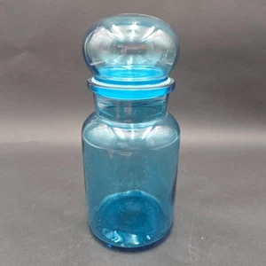 Belgium Blue Glass Bubble Top Apothecary Jar 8.5" Tall Vintage - Picture 1 of 8