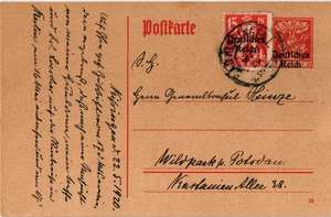 Germany 1920 Postal Stationery to Wildpark (2560) - Picture 1 of 2