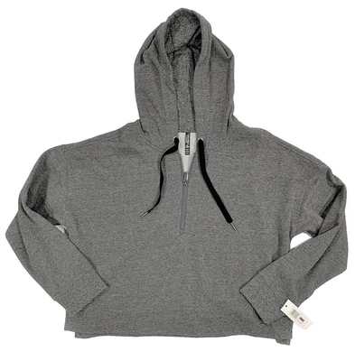 NEW Calvin Klein 2XL Performance Fleece 1/2 Zip Pullover Crop Hoodie Marled Gray - Image 1 of 4