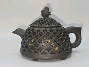 Yixing Clay Reticulated Teapot Chinese Qing Double Wall Maker Mark - Picture 1 of 24