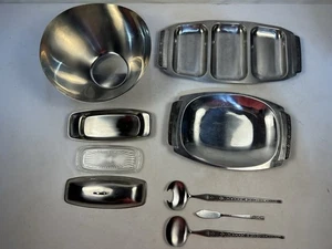 Vintage Cordova 18-8 Edelstahl Servier Set Japan 6 Teile Mid Century Floral - Bild 1 von 16