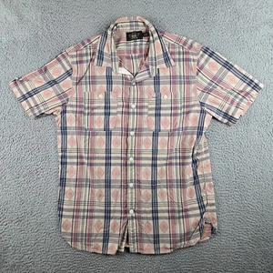 RRL Shirt Mens L Polo Ralph Lauren Aztec Jacquard Madras Workshirt Pink Western - Picture 1 of 7