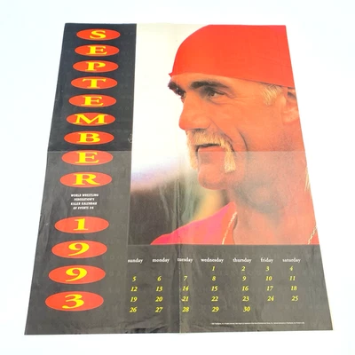 Revista WWF Hulk Hogan 2 póster lateral/calendario 16,5"x21" septiembre 1993 Hollywood WCW Foto 1 de 4
