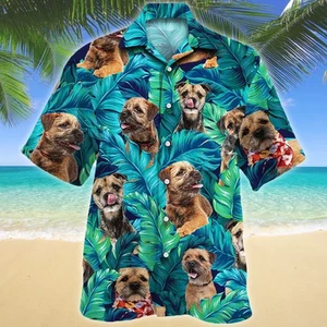 Kawaii Border Terrier Hundeliebhaber Geschenk Sommer Strand Palme Muster Hawaii Sh - Bild 1 von 2