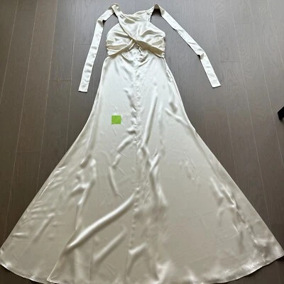 Reformation VERIA Blanco Marfil Seda Halter Vestido Vestido Vestido de Boda 2 - con etiquetas Foto 1 de 4