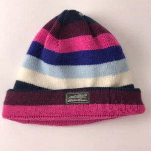 Eddie Bauer Kids Medium Colorful Stripe Winter Hat Pink Blues - Picture 1 of 6
