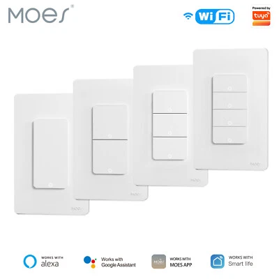 MOES WiFi Smart Light Switches Wall Switch Combo Alexa Google APP Remote Control - Image 1 of 4