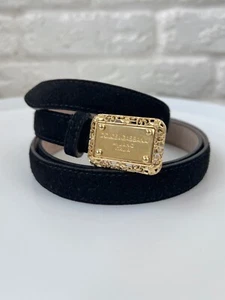 Dolce & Gabbana Milano Damengürtel schwarz Leder Wildleder goldene Schnalle - Bild 1 von 7